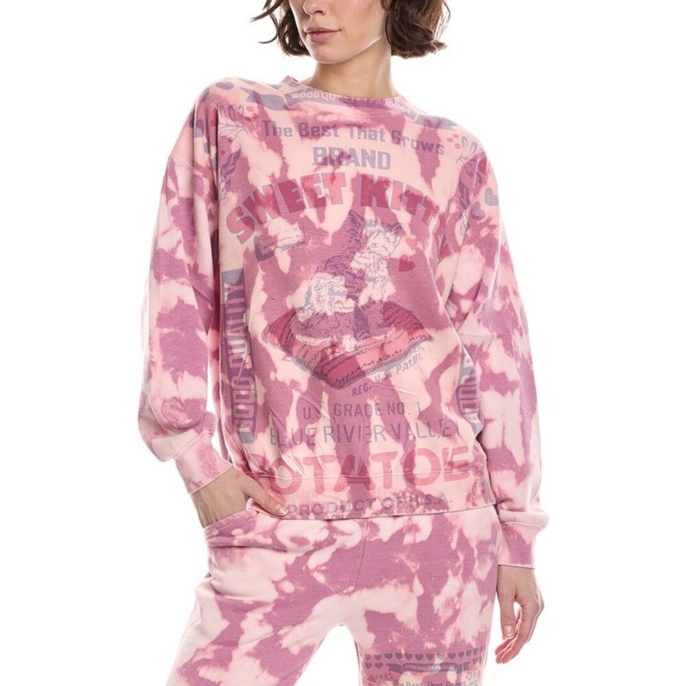 Nu Vintage Womens  Sweet Kitty Crewneck Pullover, Purple